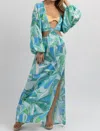 Olivaceous Positano Print Cutout Coverup In Blue In Blue