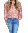 OLIVACEOUS PRINT BLOUSE IN CREAM ORANGE