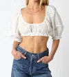 Olivaceous Raea Eyelet Crop Top In Ivory In White
