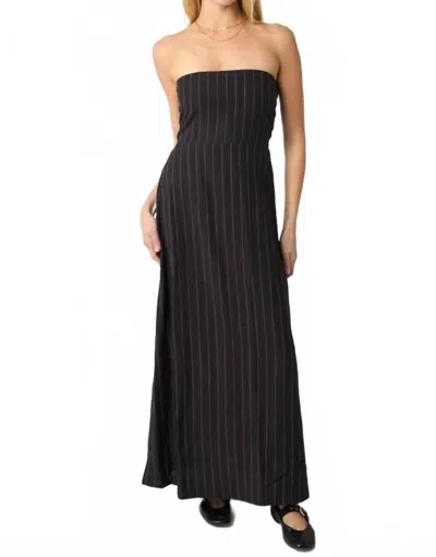 Olivaceous Raina Stripe Strapless Dress In Black/white