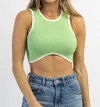 Olivaceous Rena Ribbed Crop In Green + Cream In Multi