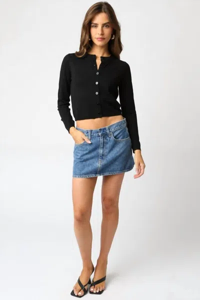 Olivaceous Rhodes Knit Cardigan In Black