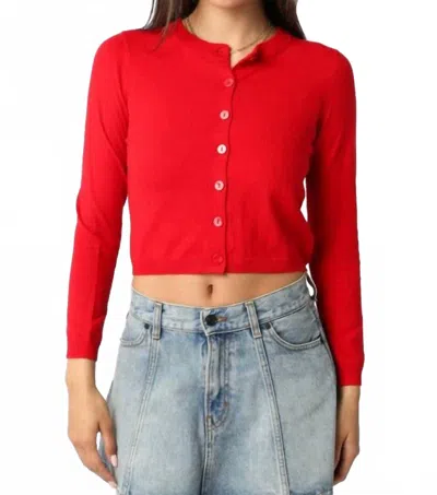 Olivaceous Rhodes Knit Cardigan In Red