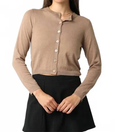 Olivaceous Rhodes Knit Cardigan In Taupe In Brown