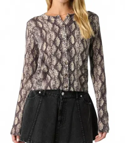 Olivaceous Rhodes Python Knit Cardigan In Snake In Brown