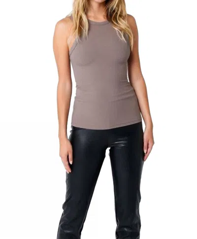 Olivaceous Ribbed Back Peep Show Muscle Tank In Mushroom In Gray