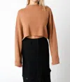 OLIVACEOUS RIBBED BELL SLEEVE SWEATER IN MOCHA