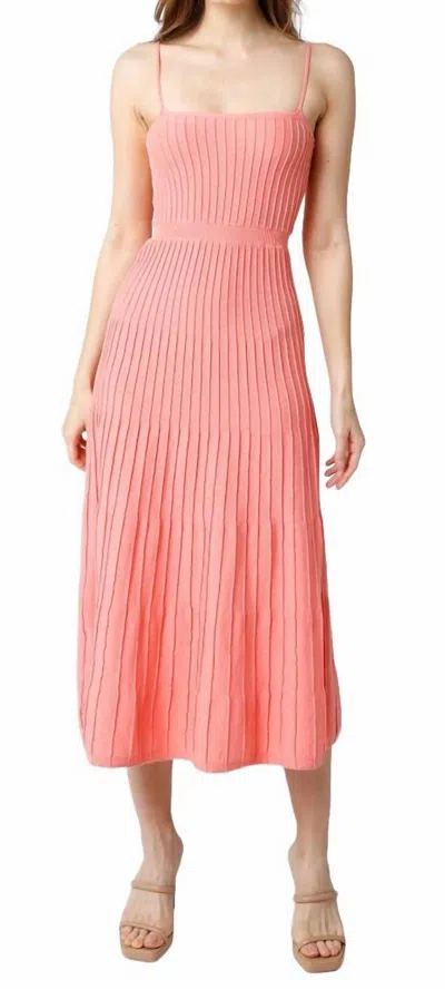 Olivaceous Robbie Midi Dress In Coral In Pink