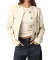 Olivaceous Romi Faux Leather Jacket With Buttons In Bone In Neutral