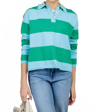 OLIVACEOUS RORY STRIPED SWEATER IN BLUE GREEN