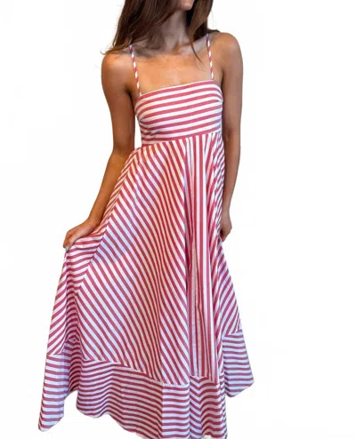 Olivaceous Ruby Tide Dress In Red In Multi