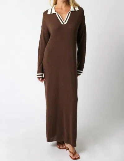 Olivaceous Saddlebrook Knit Maxi Dress In Brown