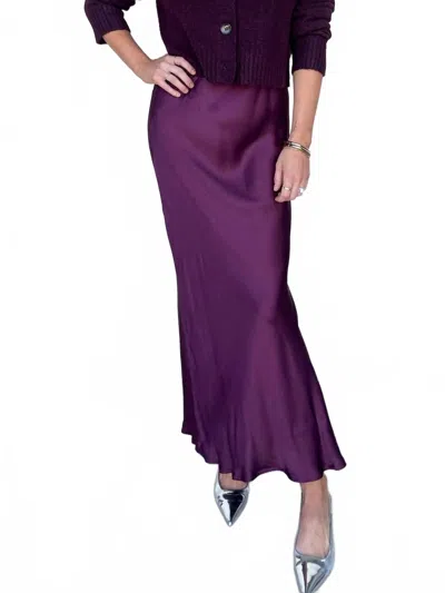 Olivaceous Satin Maxi Skirt In Plum In Purple