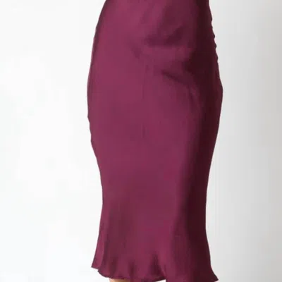 Olivaceous Satin Midi Skirt In Red