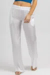 Olivaceous Satin Wide Leg Pant In Off White In White
