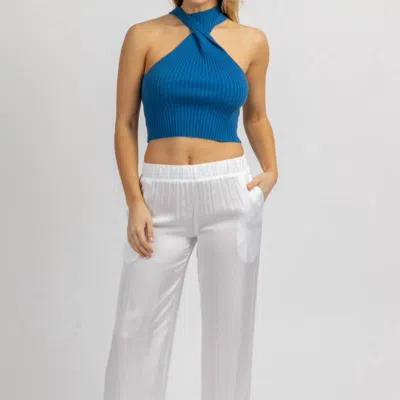 Olivaceous Satin Wide Leg Pant In Off White