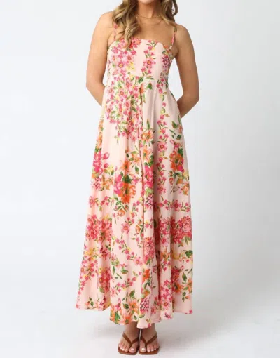Olivaceous Savannah Maxi Sundress In Multicolor In Pink