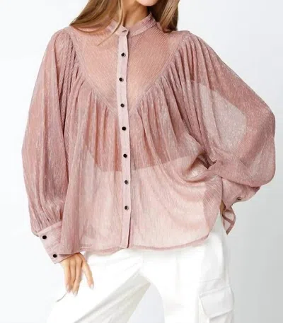 Olivaceous Selene Metallic Blouse In Blush In Pink
