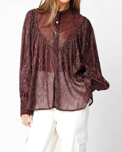 Olivaceous Selene Metallic Blouse In Wine In White