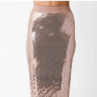 Olivaceous Sequin Midi Skirt In Pink