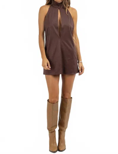 Olivaceous Serena Suede Dress In Brown