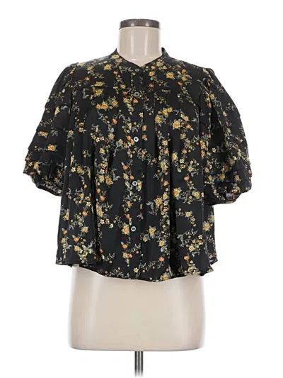 Pre-owned Olivaceous Short Sleeve Blouse In Black