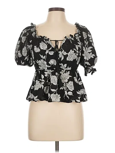 Pre-owned Olivaceous Short Sleeve Blouse In Black