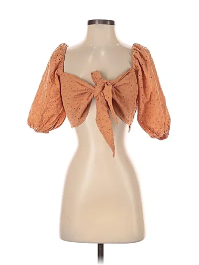 Pre-owned Olivaceous Short Sleeve Blouse In Brown