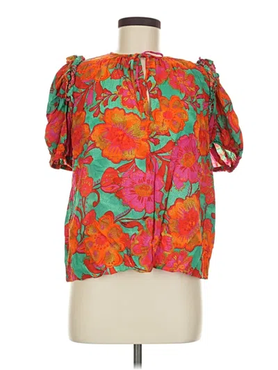 Pre-owned Olivaceous Short Sleeve Blouse In Orange