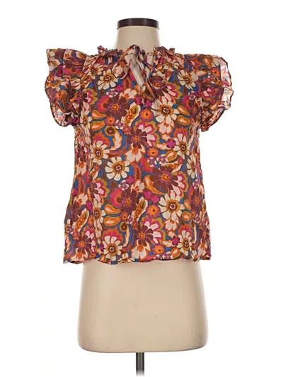 Pre-owned Olivaceous Short Sleeve Blouse In Orange