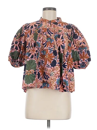 Pre-owned Olivaceous Short Sleeve Blouse In Orange