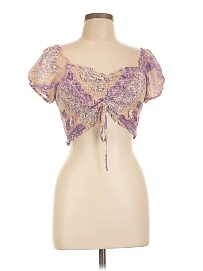 Pre-owned Olivaceous Short Sleeve Blouse In Purple
