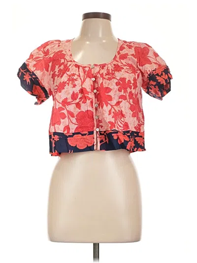 Pre-owned Olivaceous Short Sleeve Blouse In Red