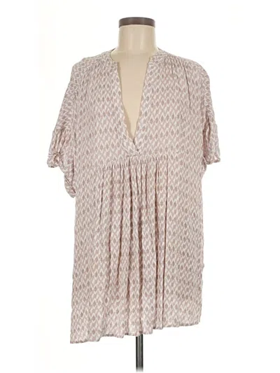Pre-owned Olivaceous Short Sleeve Blouse In Tan