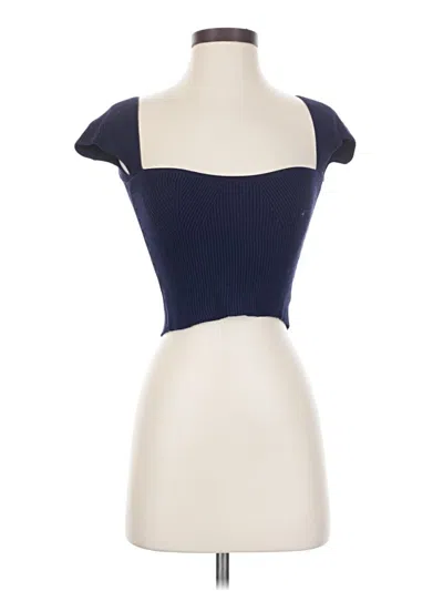 Pre-owned Olivaceous Short Sleeve Top Blue Strapless Neckline Tops