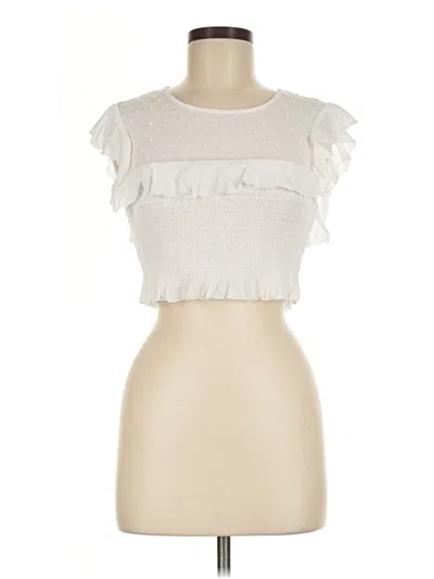 Pre-owned Olivaceous Short Sleeve Top Ivory Ruffles Neckline Tops