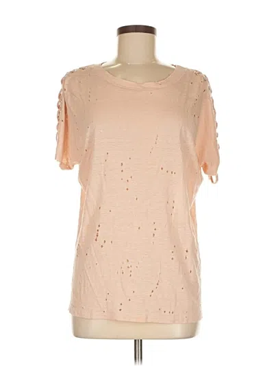 Pre-owned Olivaceous Short Sleeve Top Tan Cold Shoulder Neckline Tops In Brown