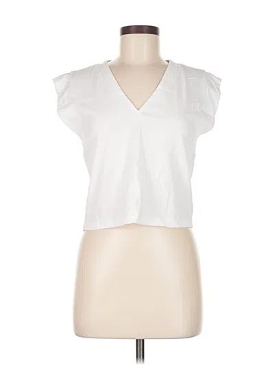 Pre-owned Olivaceous Short Sleeve Top White V Neck Tops