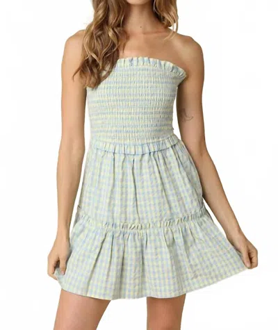 Olivaceous Sienna Gingham Mini Dress In Blue/yellow In Multi