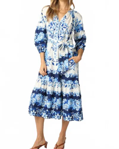 Olivaceous Skylar Floral Dress In White/ Blue