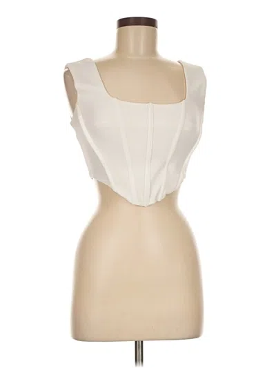 Pre-owned Olivaceous Sleeveless Blouse In White