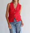 Olivaceous Sleeveless Sweater Vest In Red In Red