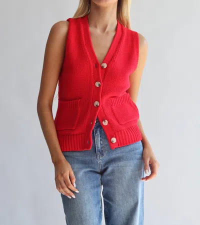 Olivaceous Sleeveless Sweater Vest In Red