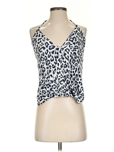 Pre-owned Olivaceous Sleeveless Top Silver Halter Neckline Tops