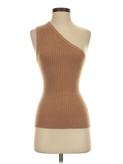 Pre-owned Olivaceous Sleeveless Top Tan One Shoulder Neckline Tops