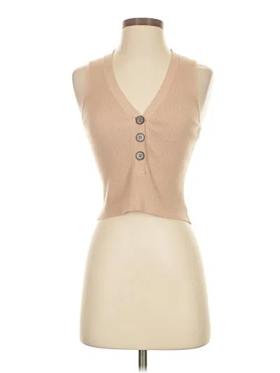 Pre-owned Olivaceous Sleeveless Top Tan Sweetheart Neckline Tops In Brown