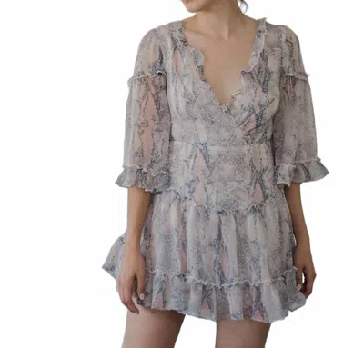 Olivaceous Snake It Off Lace Up Mini Dress In Snakeskin In Multi