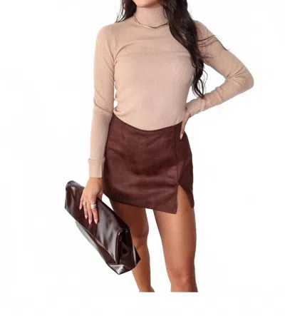 Olivaceous Soft Launch Long Sleeve Sweater In Latte In Brown