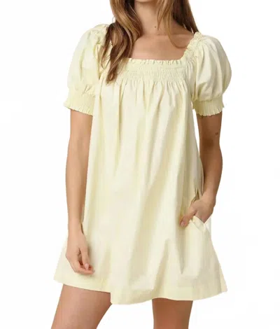 Olivaceous Sophie Smocked Dress In Butter Yellow