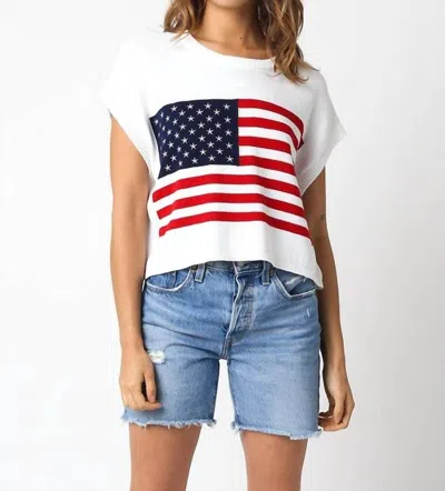 Olivaceous Stars + Stripes Forever Sweater In White